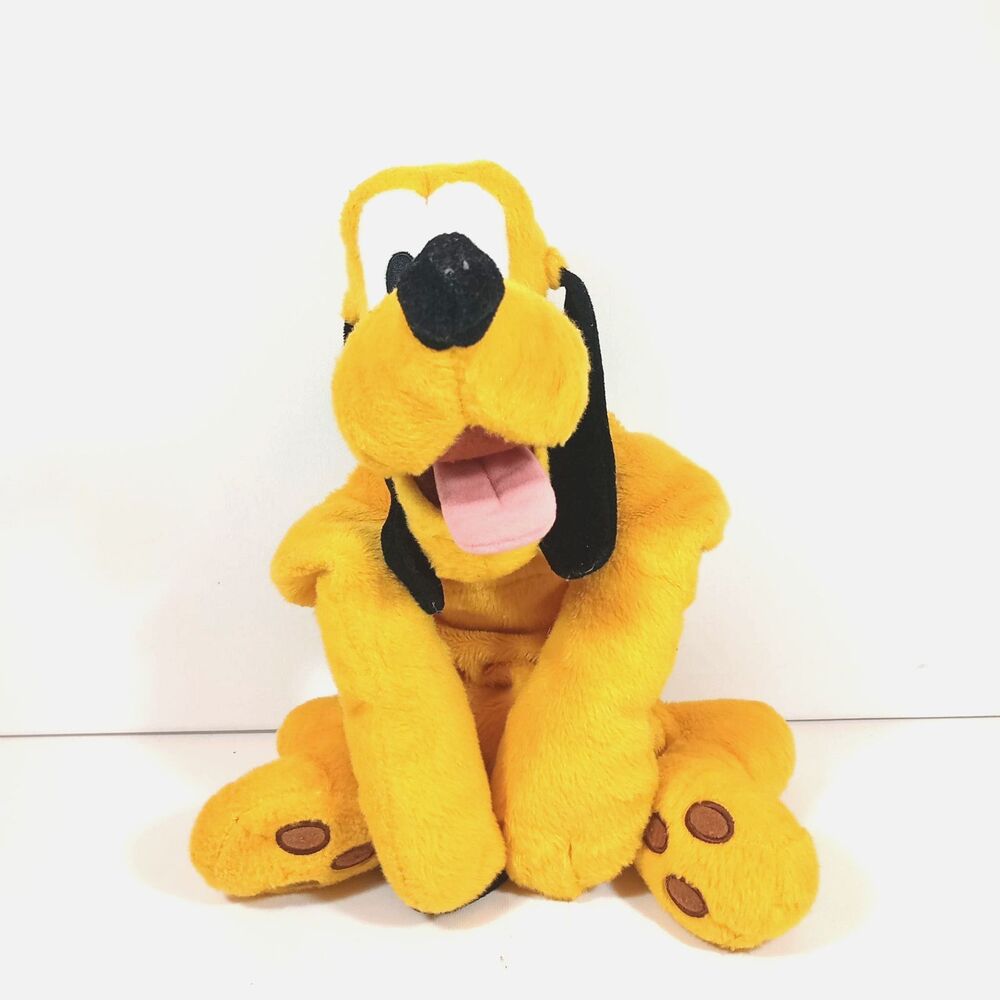Vintage Disney Store Pluto Plush 12" Stuffed Dog Animal Green Collar